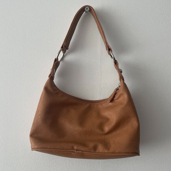 mini tan shoulder bag with silver details - Picture 3 of 3
